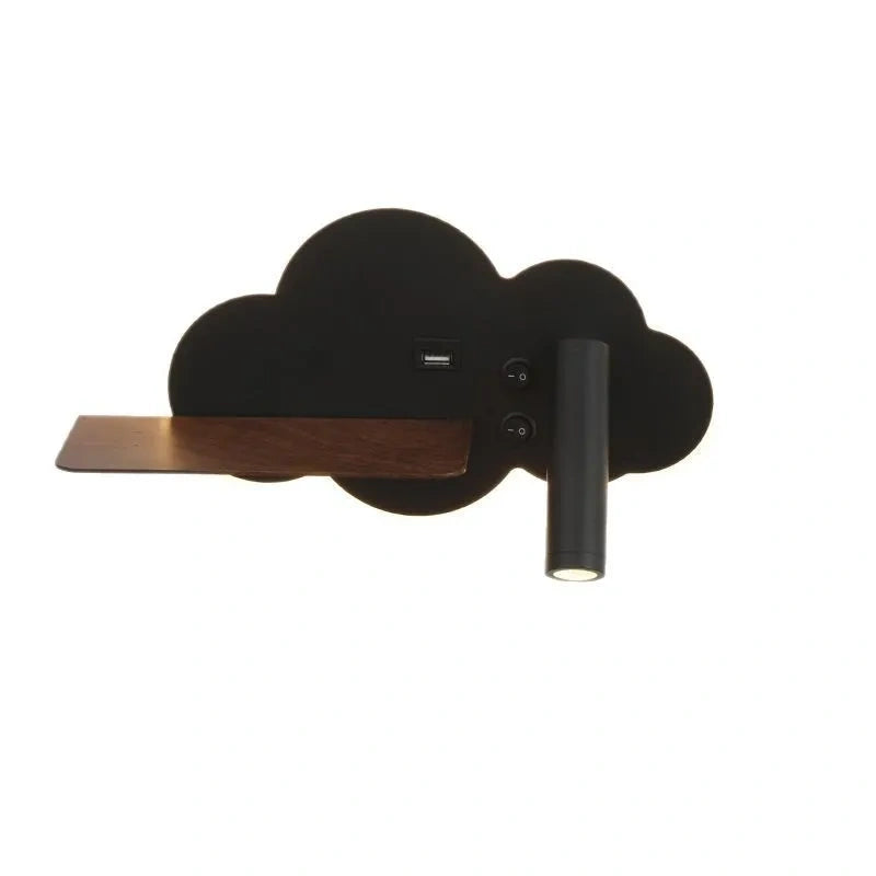 Minimalist Cloud Wall Lamp | 350° Adjustable Reading Light & Floating Shelf