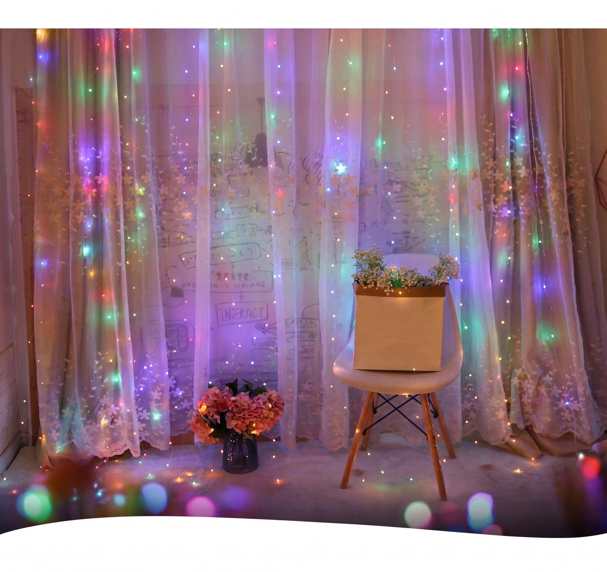 Premium LED Waterfall Curtain Lights | Waterproof Copper Wire with 8 Romantic Modes