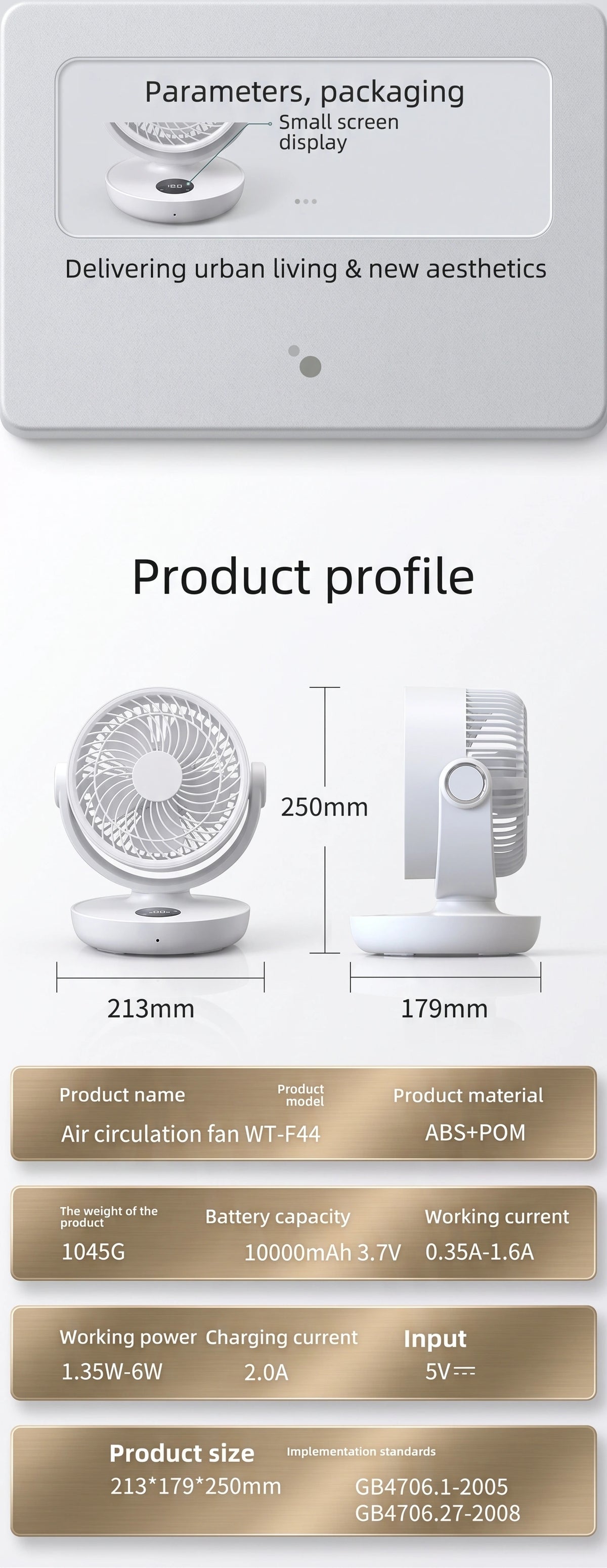 Premium Portable Air Circulator Fan | Ultra-Quiet 10000mAh Desk Fan for Bedroom & Office