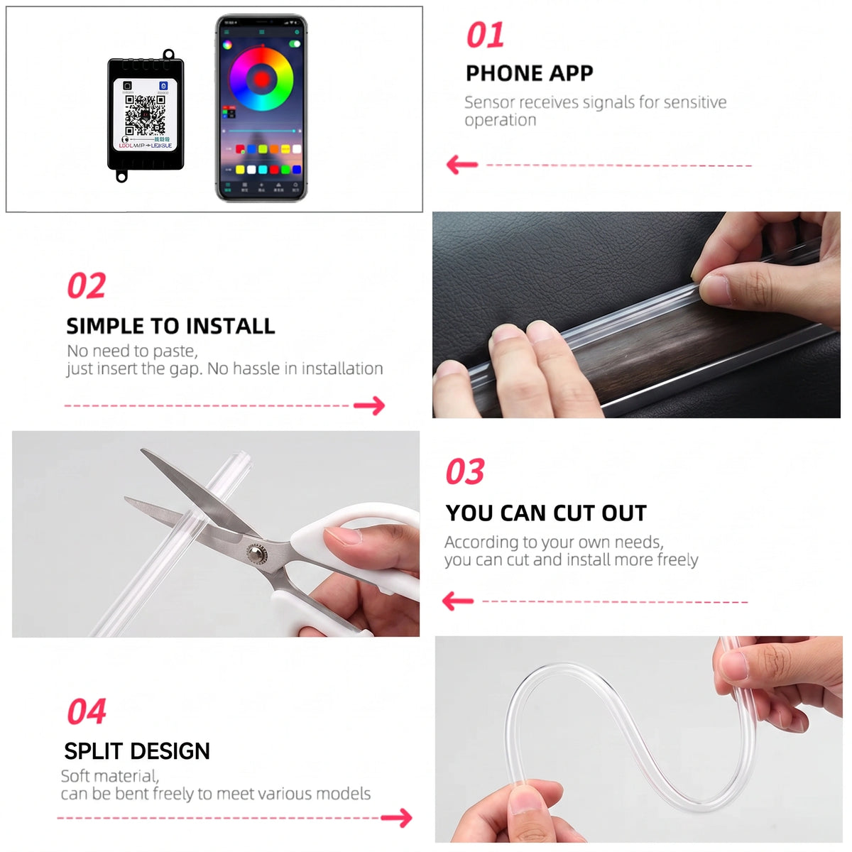 Premium RGB Fiber Optic Car Interior Lights | App-Controlled Ambient Lighting