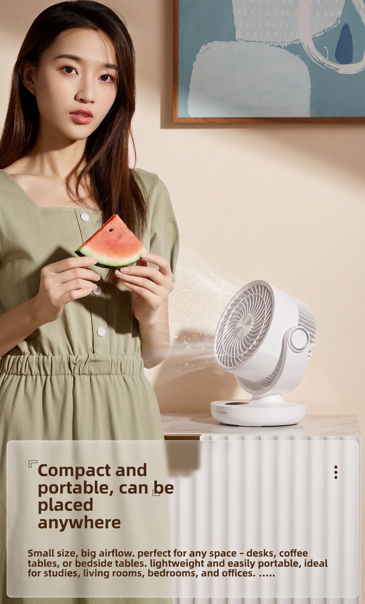 Premium Portable Air Circulator Fan | Ultra-Quiet 10000mAh Desk Fan for Bedroom & Office