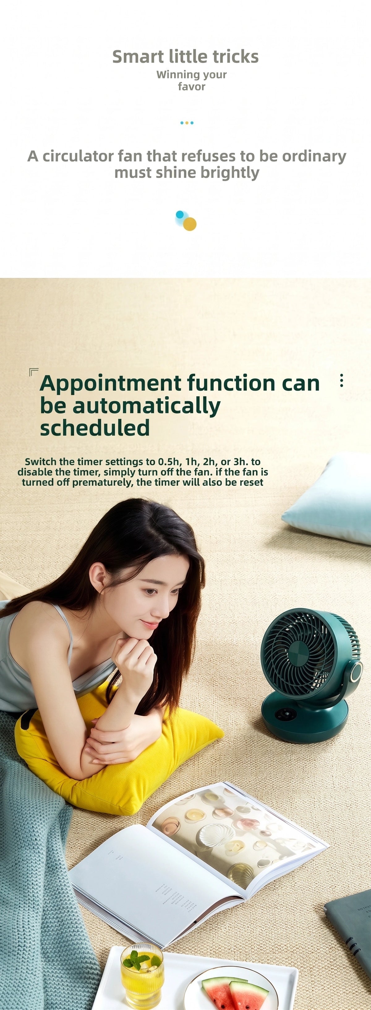 Premium Portable Air Circulator Fan | Ultra-Quiet 10000mAh Desk Fan for Bedroom & Office
