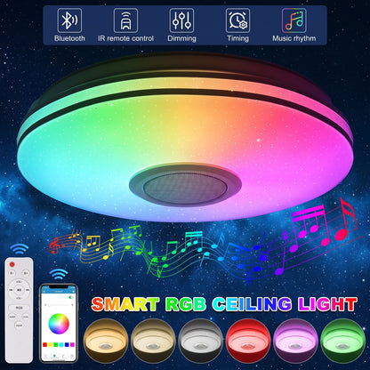Premium RGB Smart Ceiling Light with Bluetooth Speaker | Dimmable Starlight Lamp