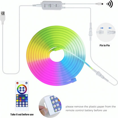 Premium Flexible RGBIC Neon Rope Light | Smart Ambient Wall Decor & Gaming Illumination