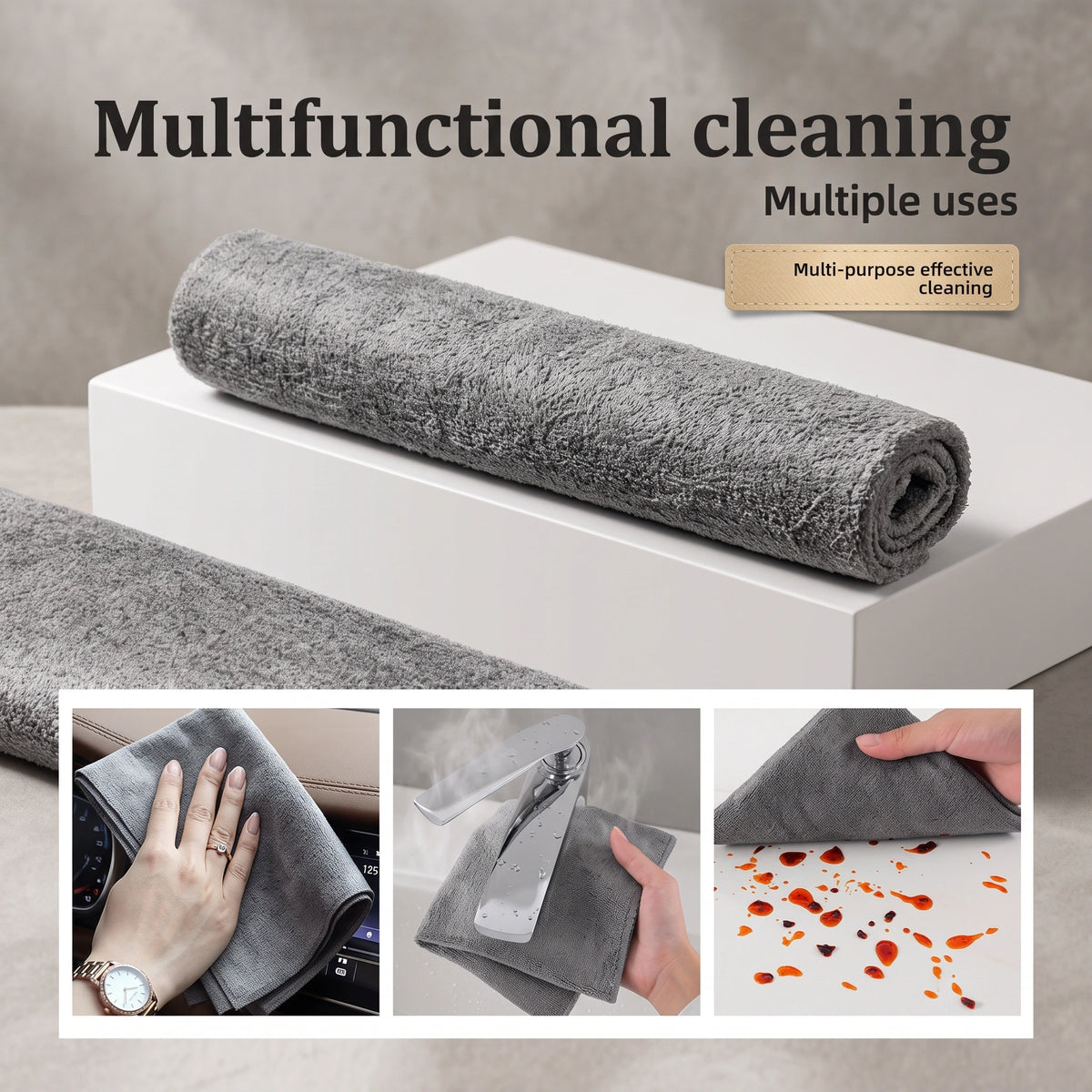 Premium Dark Gray Microfiber Cleaning Cloth | Highly Absorbent & Lint-Free for Glass and Mirrors