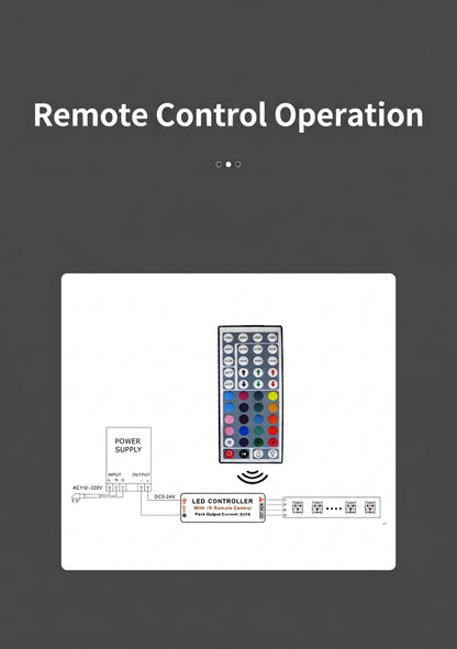 Premium 44-Key IR Remote Controller | 12V Dual Connector RGB Control Box