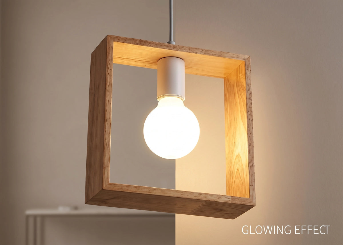 Modern Geometric Wood Pendant Light | Triangle & Hexagon E27 Hanging Lamp for Dining Room