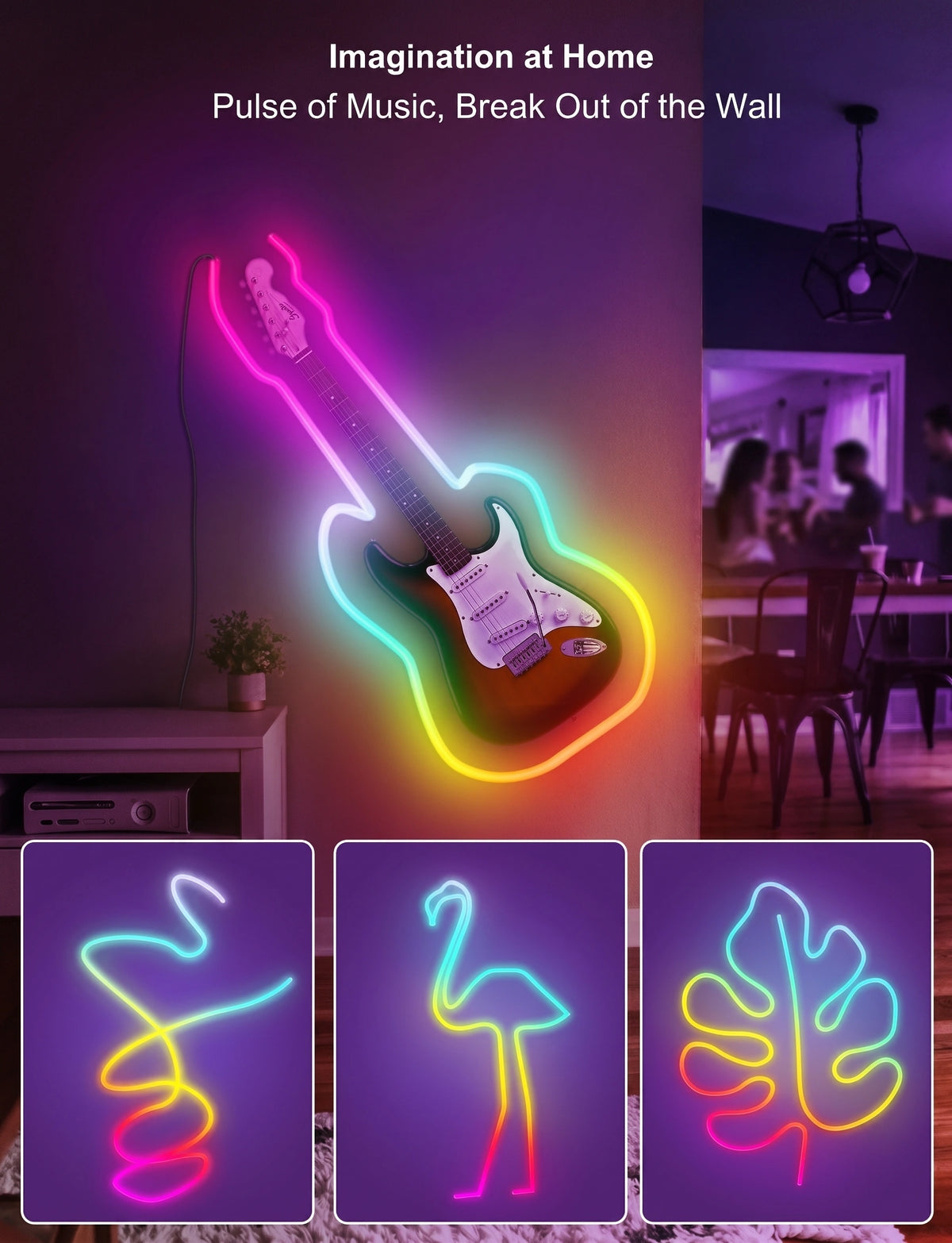 Premium Flexible RGBIC Neon Rope Light | Smart Ambient Wall Decor & Gaming Illumination
