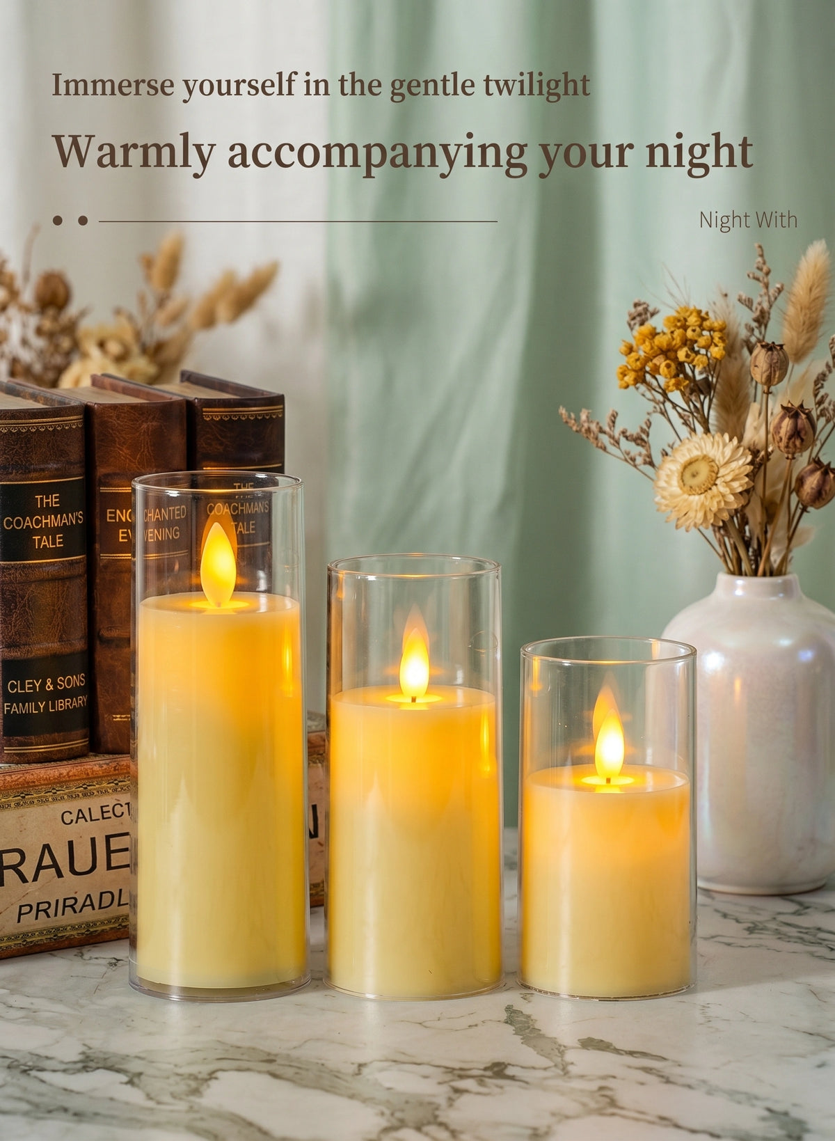 Battery Operated LED Flameless Candles | Realistic Flickering Pillar Lights for Weddings & Home
