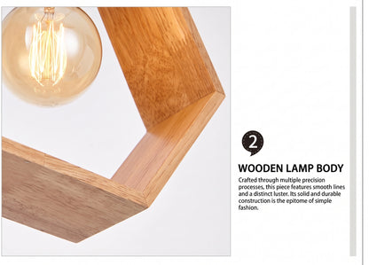 Modern Geometric Wood Pendant Light | Triangle & Hexagon E27 Hanging Lamp for Dining Room