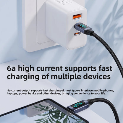 Premium Woven 120W Charging Cable | USB to Type-C with Real-Time Power Display