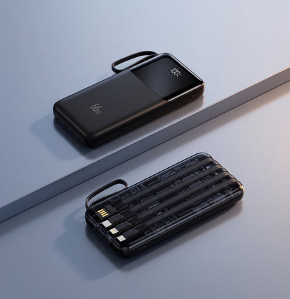 Premium 20000mAh Portable Power Bank | 66W Fast Charge & 4 Built-In Wires