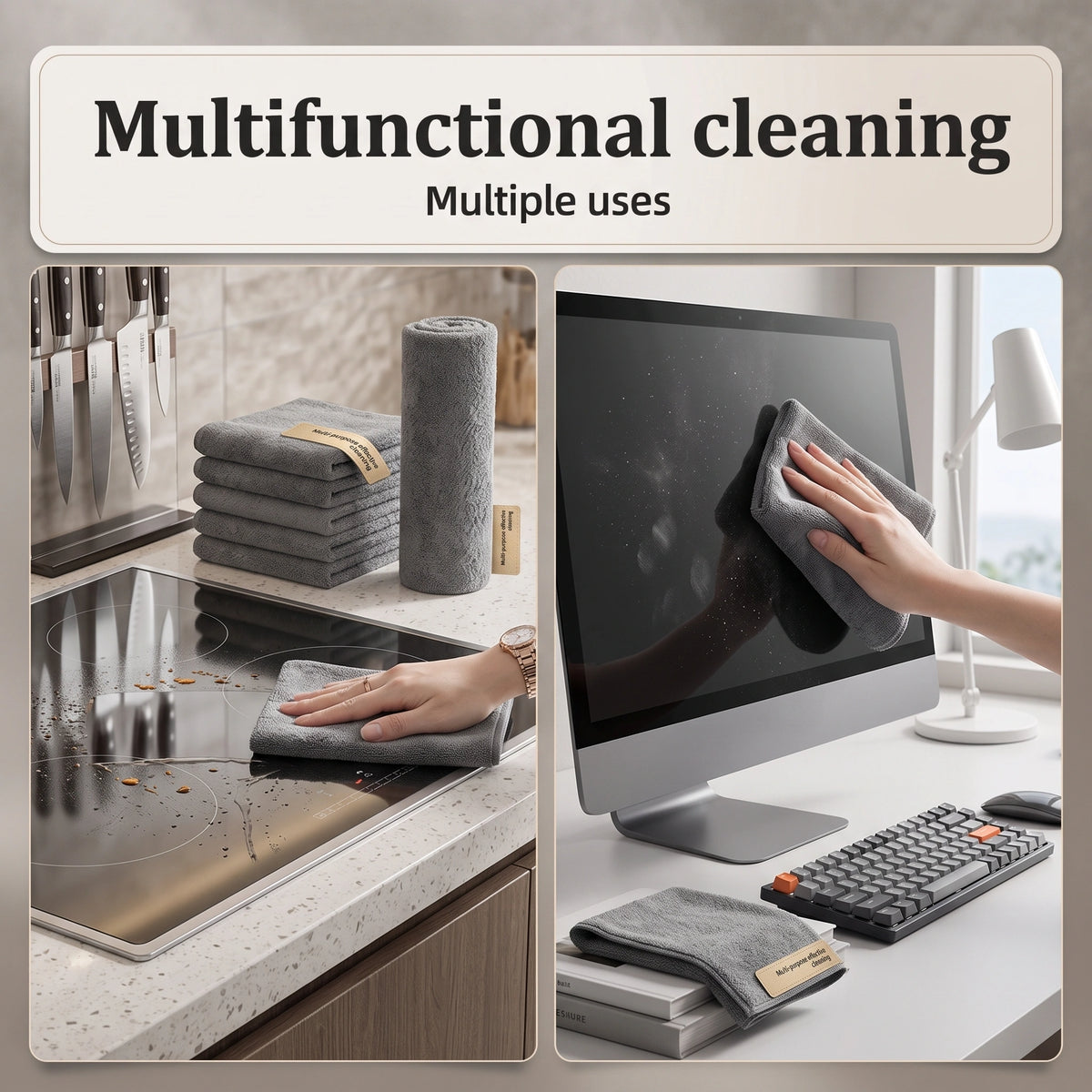 Premium Dark Gray Microfiber Cleaning Cloth | Highly Absorbent & Lint-Free for Glass and Mirrors