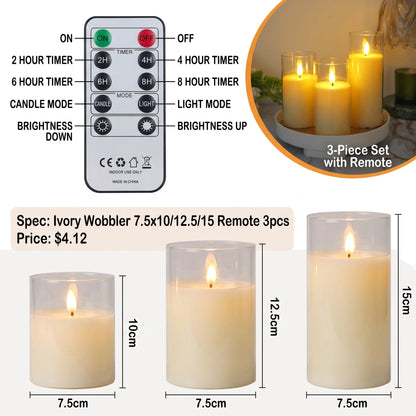 Battery Operated LED Flameless Candles | Realistic Flickering Pillar Lights for Weddings & Home