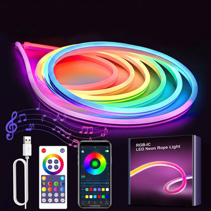 Premium Flexible RGBIC Neon Rope Light | Smart Ambient Wall Decor & Gaming Illumination