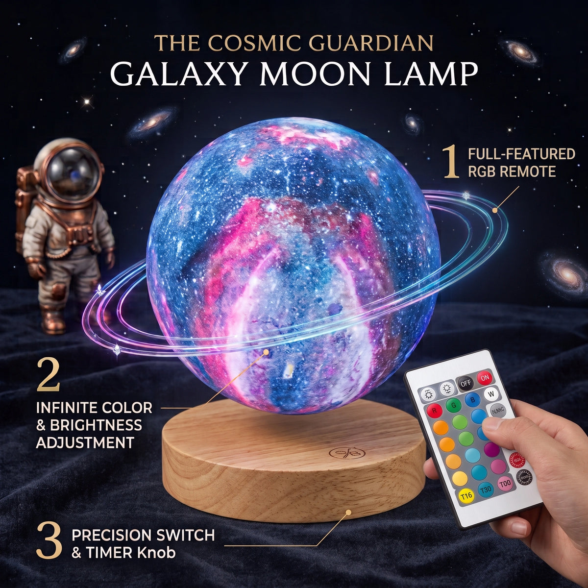 3D-Printed Galaxy Star Sphere | Eco-Friendly Smart Lamp with Remote Control