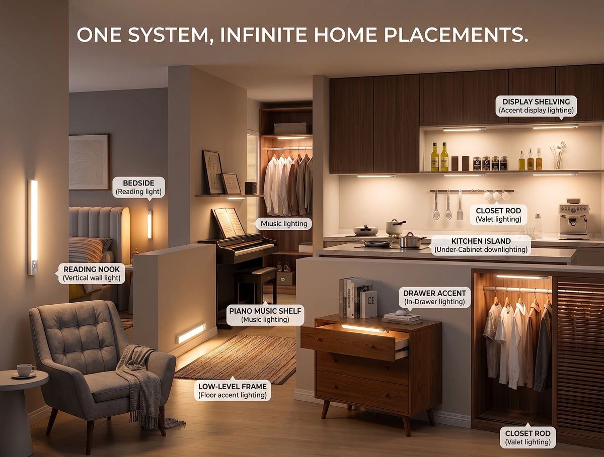 Smart Magnetic LED Cabinet Light | Wireless Motion Sensor