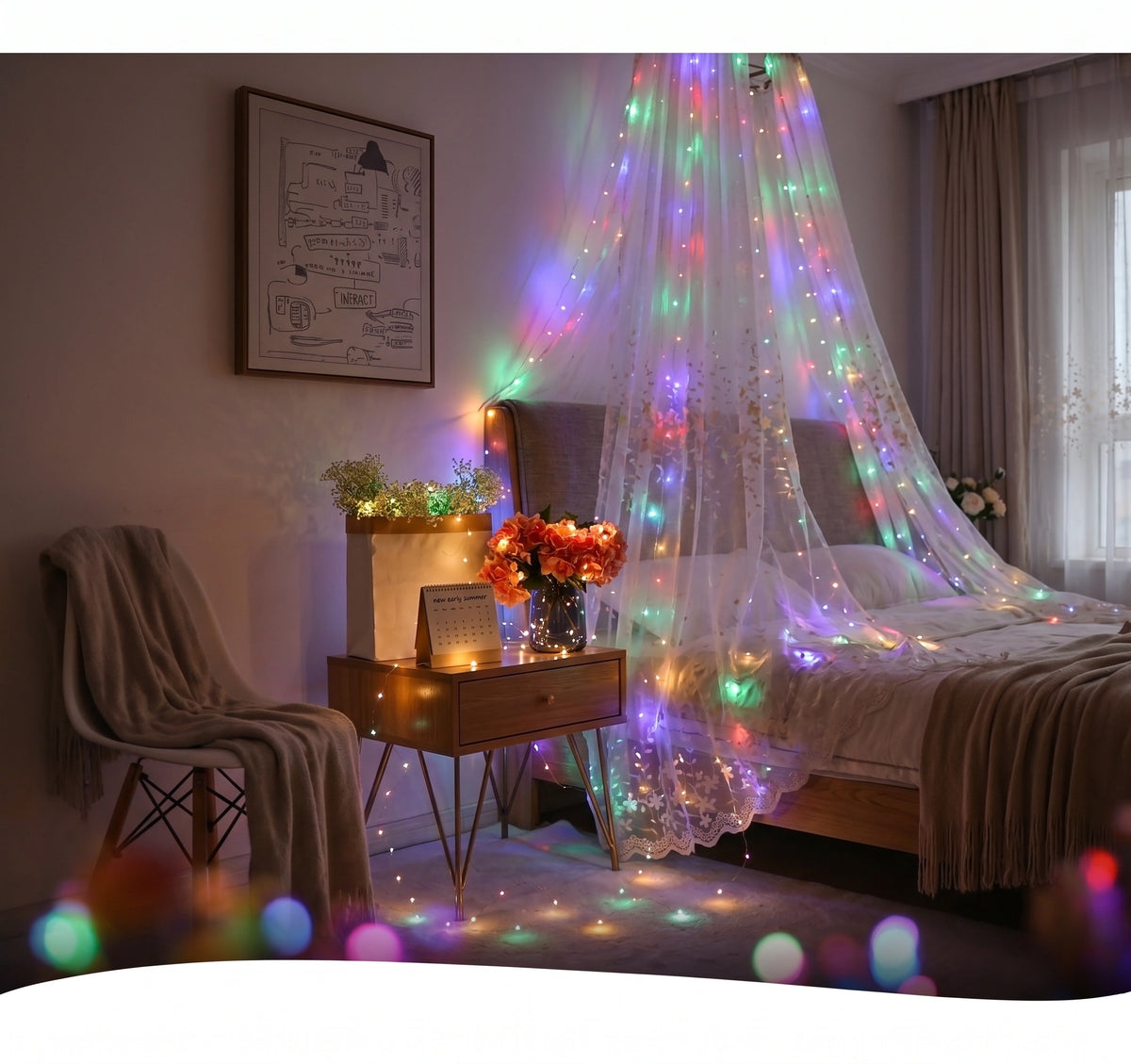 Premium LED Waterfall Curtain Lights | Waterproof Copper Wire with 8 Romantic Modes