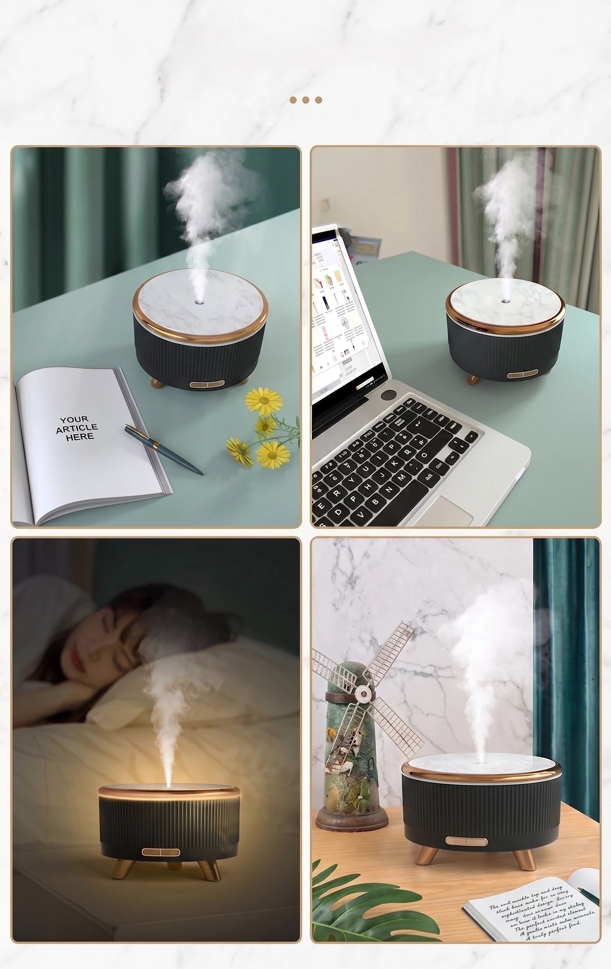 Premium Ultrasonic Essential Oil Diffuser | 500ml Aromatherapy Humidifier with Ambient Light