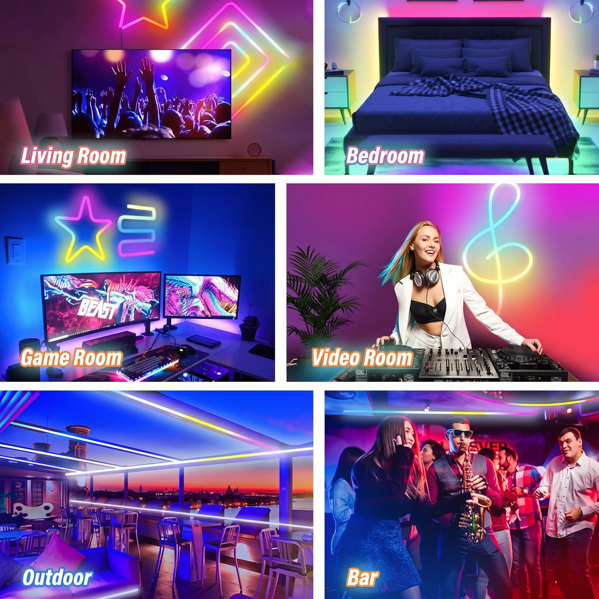 Premium Flexible RGBIC Neon Rope Light | Smart Ambient Wall Decor & Gaming Illumination