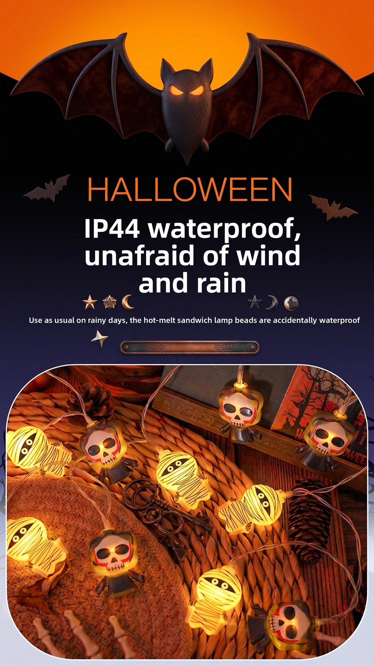 Premium Halloween LED String Lights | Cozy 3000K Warm Glow Waterproof Decor