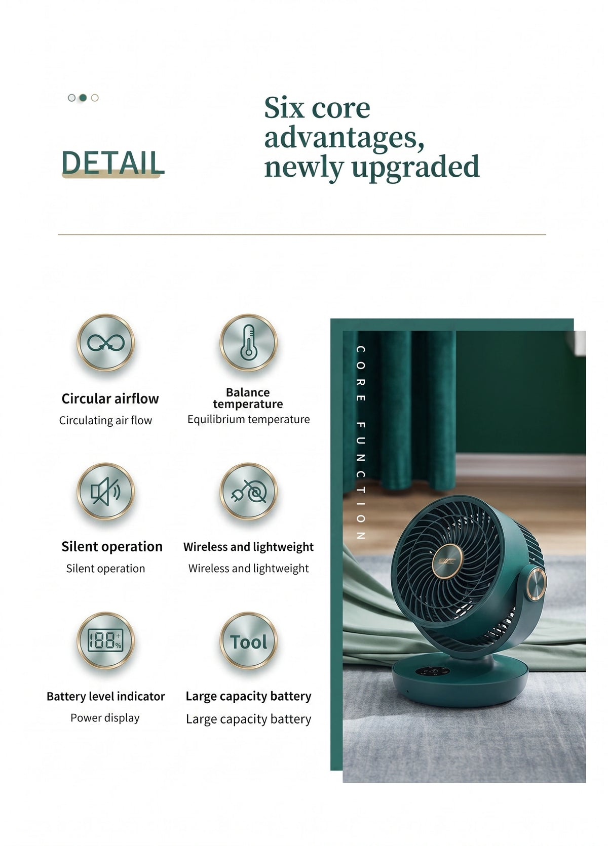 Premium Portable Air Circulator Fan | Ultra-Quiet 10000mAh Desk Fan for Bedroom & Office