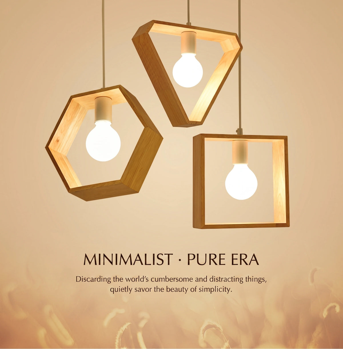 Modern Geometric Wood Pendant Light | Triangle & Hexagon E27 Hanging Lamp for Dining Room