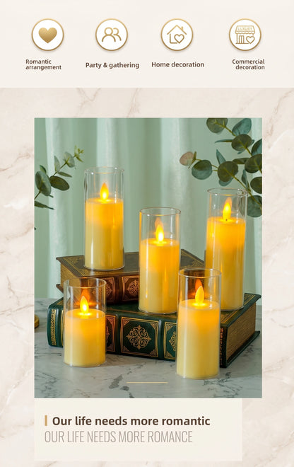 Battery Operated LED Flameless Candles | Realistic Flickering Pillar Lights for Weddings & Home