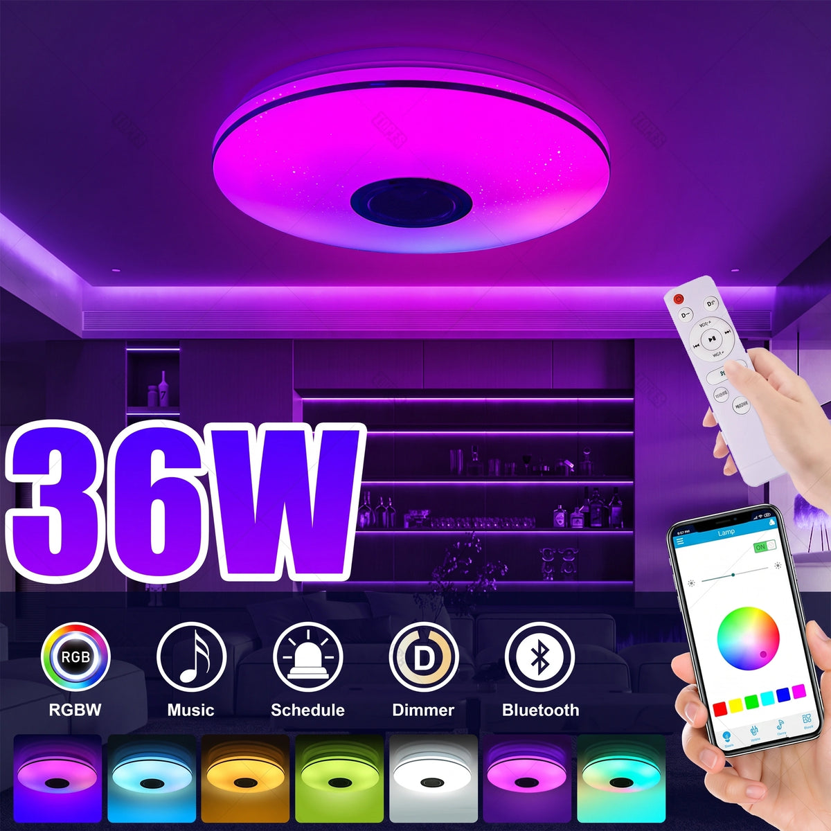 Premium RGB Smart Ceiling Light with Bluetooth Speaker | Dimmable Starlight Lamp