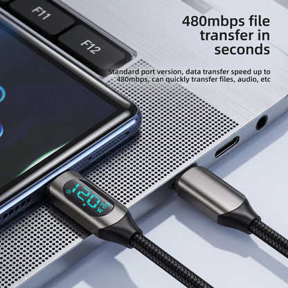 Premium Woven 120W Charging Cable | USB to Type-C with Real-Time Power Display