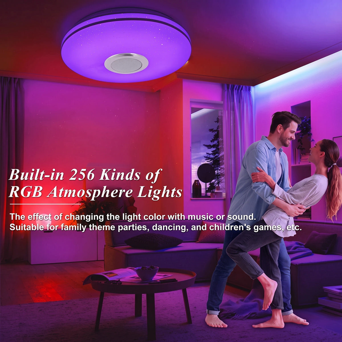 Premium RGB Smart Ceiling Light with Bluetooth Speaker | Dimmable Starlight Lamp