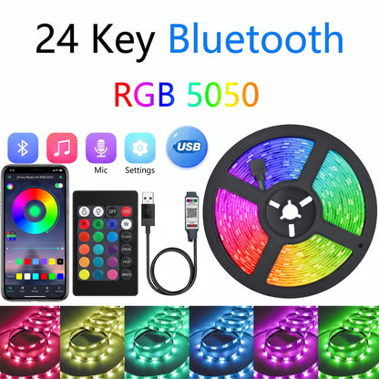Premium Flexible RGB LED Strip | Dimmable Ambient Lighting with 24-Key Remote