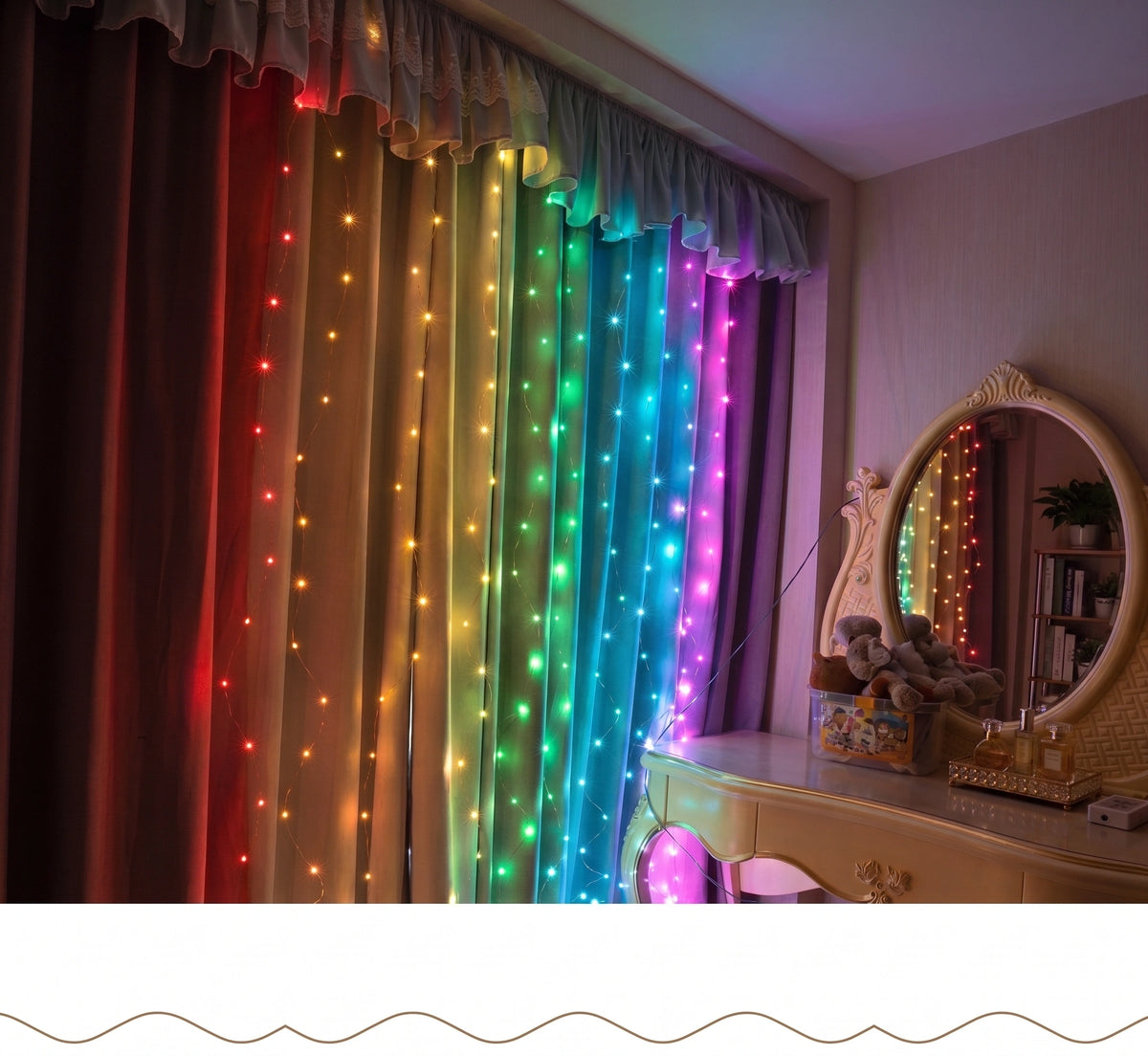 Premium LED Waterfall Curtain Lights | Waterproof Copper Wire with 8 Romantic Modes