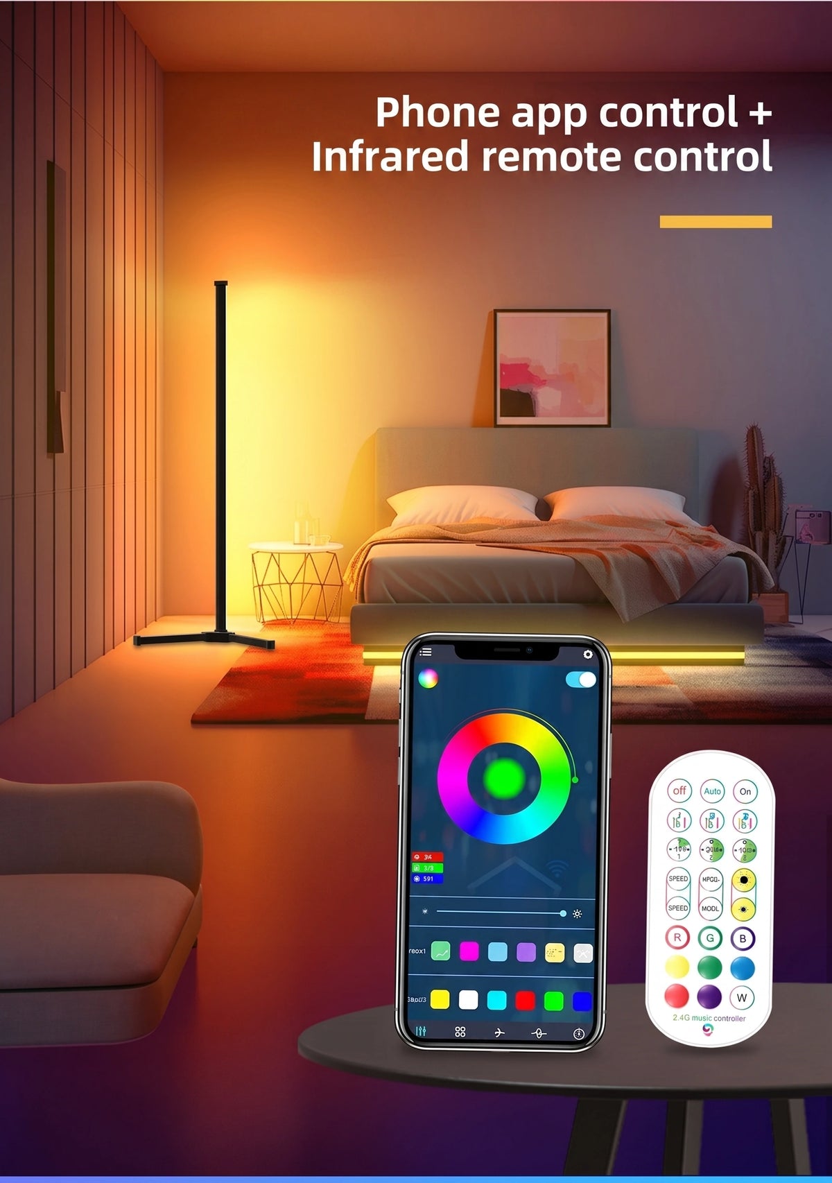 Premium RGBIC Corner Floor Lamp | Smart LED Ambient Lighting with App Control