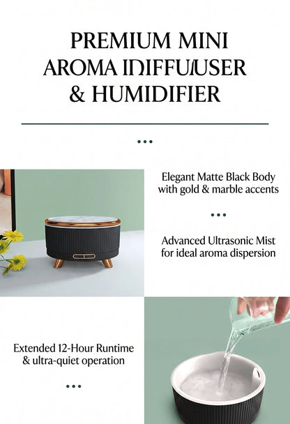 Premium Ultrasonic Essential Oil Diffuser | 500ml Aromatherapy Humidifier with Ambient Light
