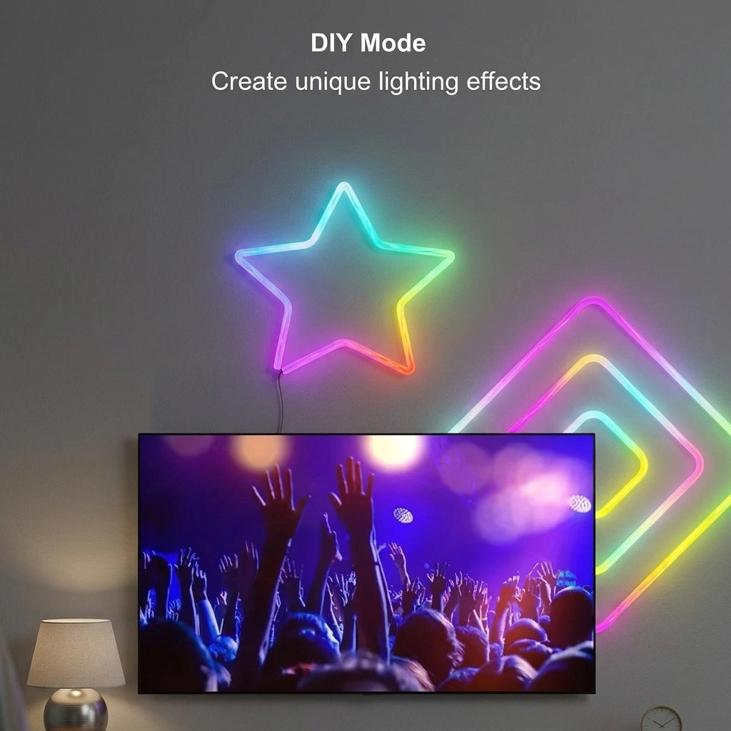 Premium Flexible RGBIC Neon Rope Light | Smart Ambient Wall Decor & Gaming Illumination
