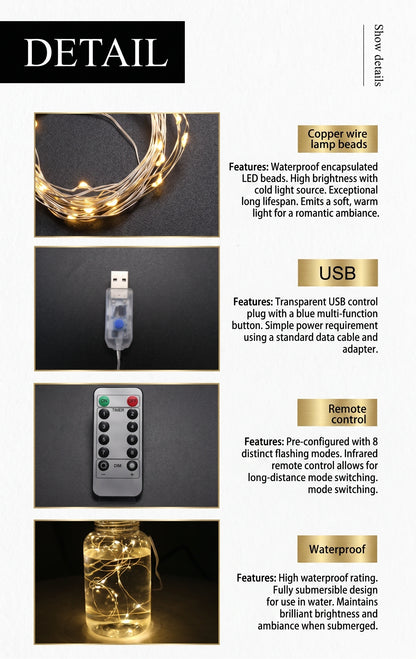 Premium LED Waterfall Curtain Lights | Waterproof Copper Wire with 8 Romantic Modes