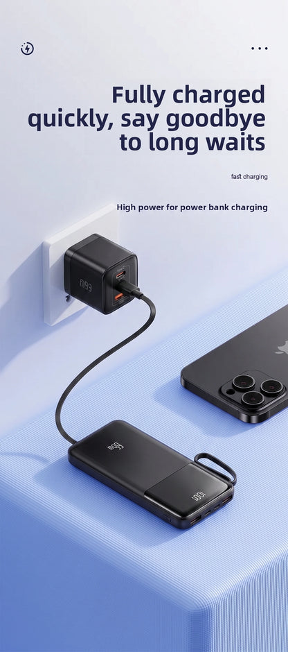 Premium 20000mAh Portable Power Bank | 66W Fast Charge & 4 Built-In Wires