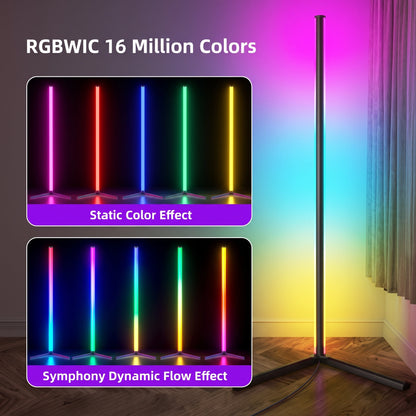 Premium RGBIC Corner Floor Lamp | Smart LED Ambient Lighting with App Control