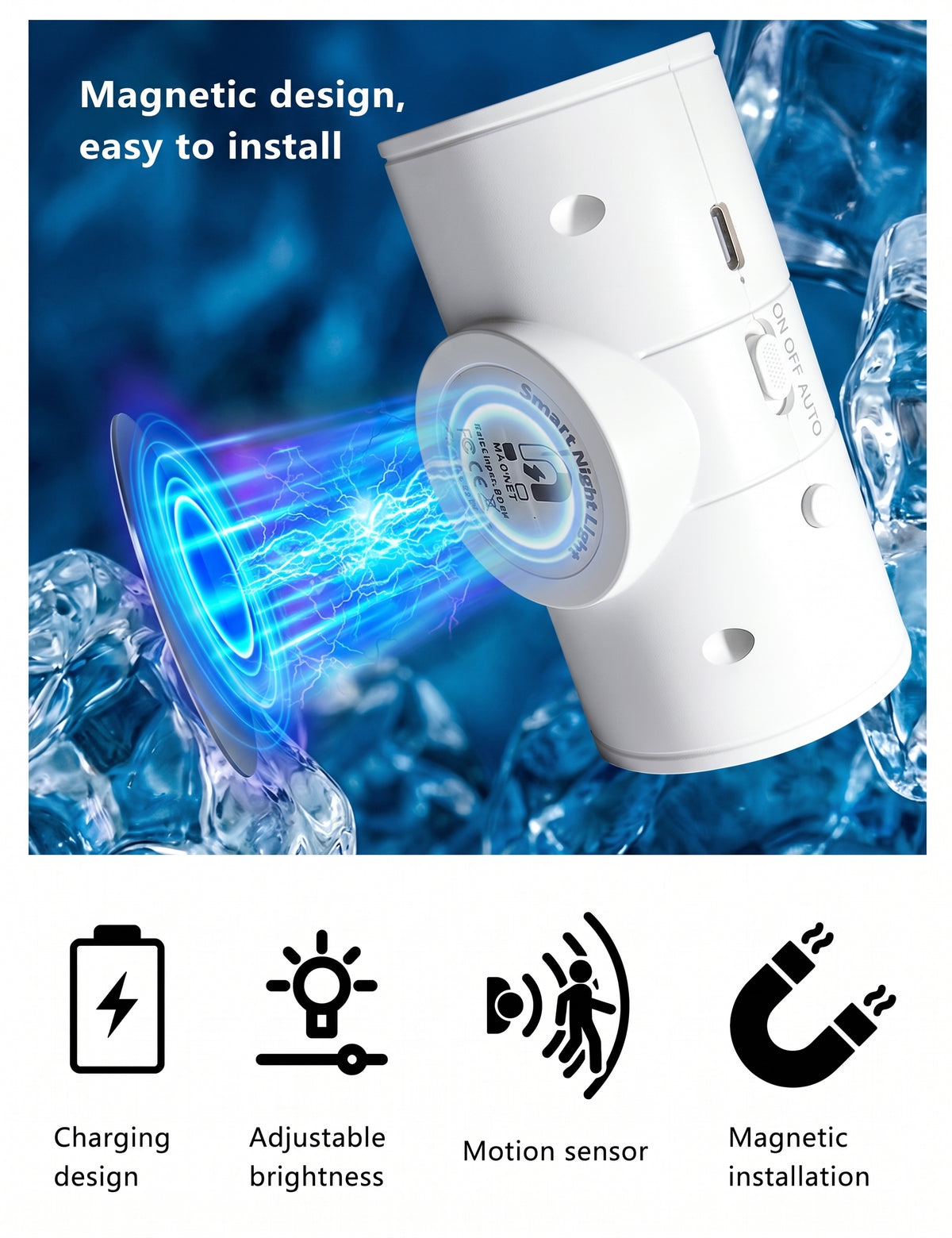 Rechargeable Motion Sensor Wall Light | 360° Rotating Magnetic Sconce