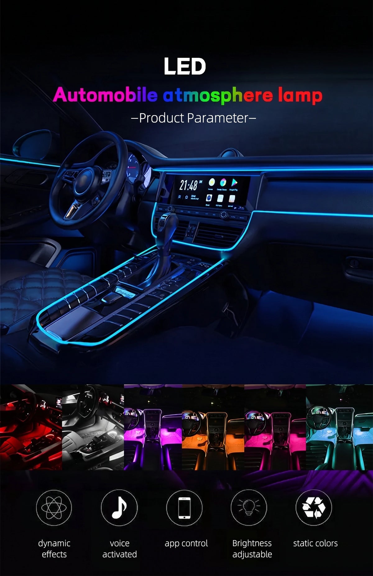 Premium RGB Fiber Optic Car Interior Lights | App-Controlled Ambient Lighting