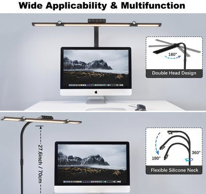 Premium Ultra-Wide Architect Desk Lamp | Dimmable Dual Head Monitor Light