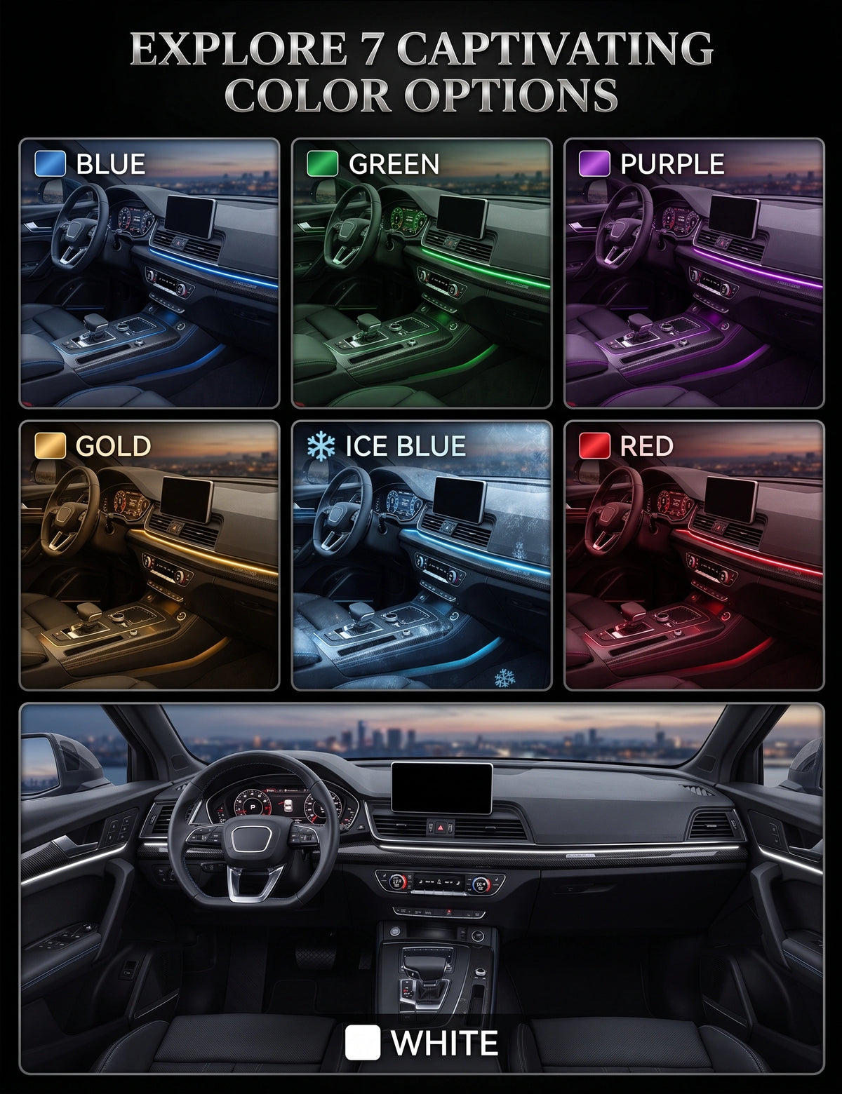 Premium RGB Fiber Optic Car Interior Lights | App-Controlled Ambient Lighting