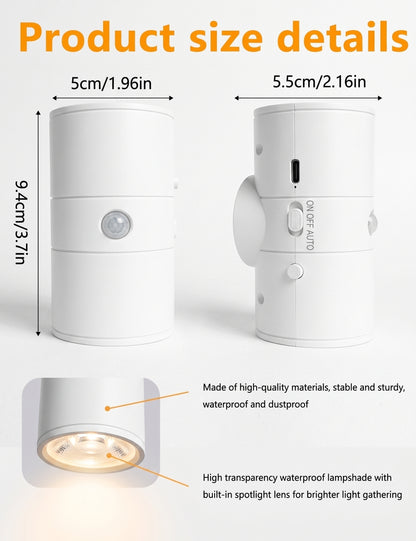 Rechargeable Motion Sensor Wall Light | 360° Rotating Magnetic Sconce