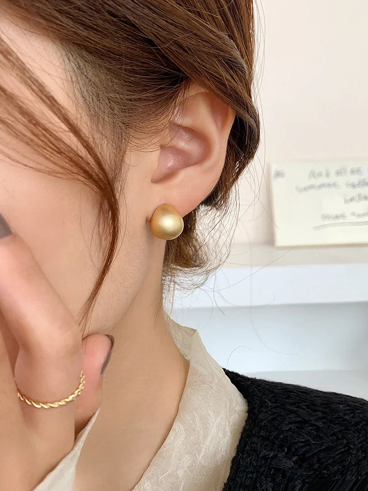 European & American Minimalist Matte Brushed Metal Drop Earrings