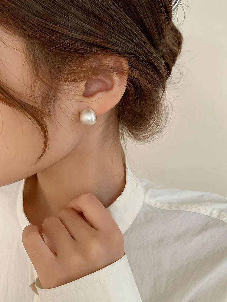 European & American Minimalist Matte Brushed Metal Drop Earrings