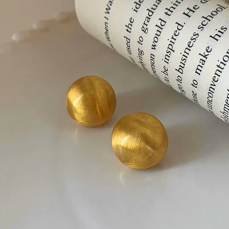 Luxurious Simple Brushed Frosted Metal Semicircle Earrings