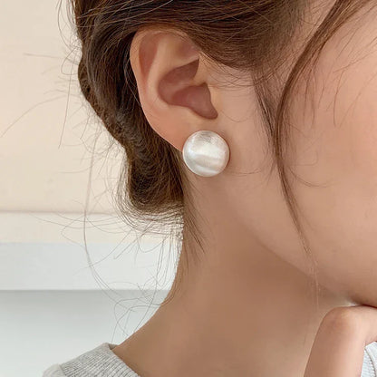 Luxurious Simple Brushed Frosted Metal Semicircle Earrings