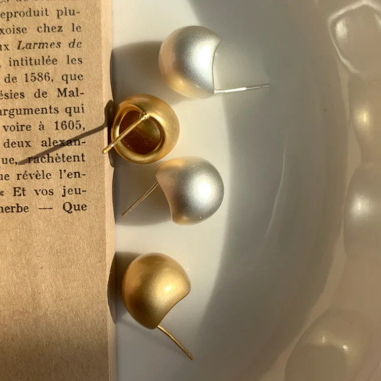 European & American Minimalist Matte Brushed Metal Drop Earrings