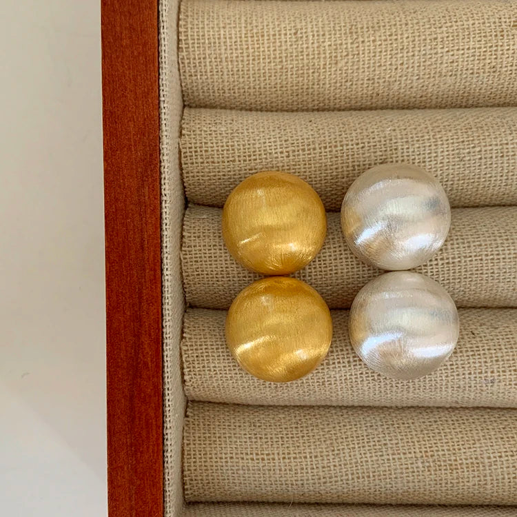 Luxurious Simple Brushed Frosted Metal Semicircle Earrings